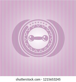 dumbbell icon inside pink icon or emblem