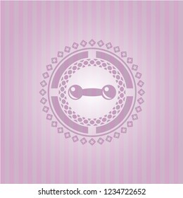 dumbbell icon inside pink icon or emblem