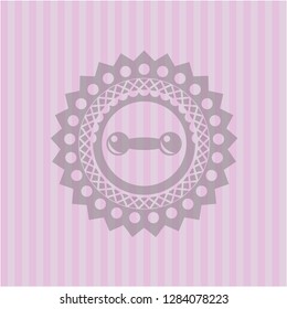 dumbbell icon inside pink emblem. Vintage.