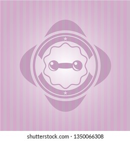 dumbbell icon inside pink emblem. Retro