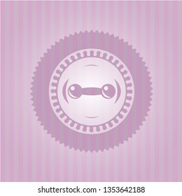 dumbbell icon inside pink emblem