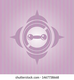 dumbbell icon inside pink emblem