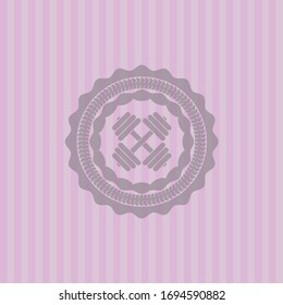ícono de timbre dentro del emblema rosado. Retro