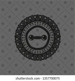 dumbbell icon inside realistic black emblem