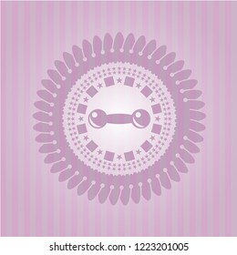 dumbbell icon inside realistic pink emblem