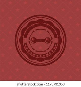 dumbbell icon inside red emblem. Vintage.
