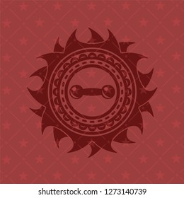 dumbbell icon inside red icon or emblem