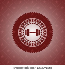 dumbbell icon inside red emblem. Vintage.