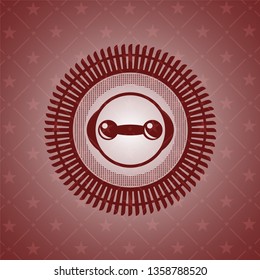 dumbbell icon inside red icon or emblem