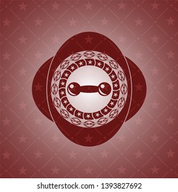 dumbbell icon inside red emblem. Retro