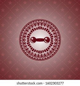 dumbbell icon inside red emblem. Retro