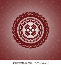 icono de timbre dentro del emblema rojo. 