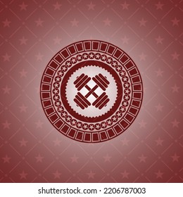 Hantel Symbol in rotem Emblem. Retro. 