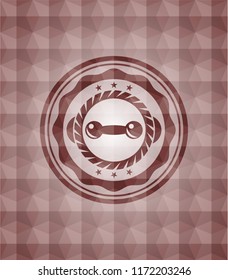 dumbbell icon inside red seamless geometric emblem.