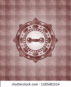 dumbbell icon inside red seamless geometric badge.