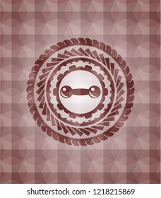 dumbbell icon inside red seamless badge with geometric pattern background.