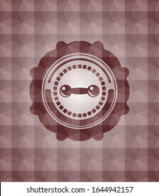 Hantel Symbol in rotem, nahtlosem Abzeichen mit geometrischem Hintergrund.