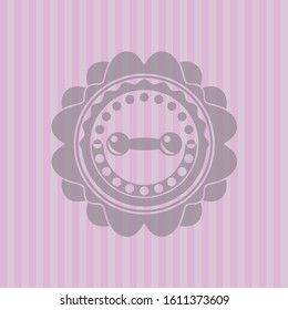 dumbbell icon inside retro pink emblem