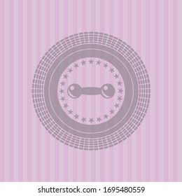 dumbbell icon inside retro pink emblem