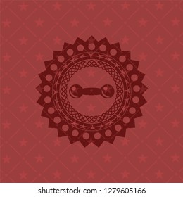 dumbbell icon inside retro red emblem