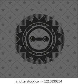 dumbbell icon inside retro style black emblem
