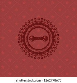 dumbbell icon inside retro style red emblem
