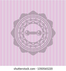 dumbbell icon inside retro style pink emblem