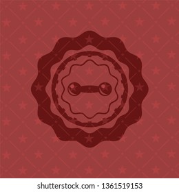 dumbbell icon inside retro style red emblem