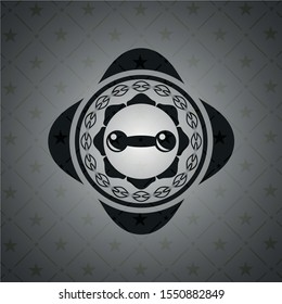 dumbbell icon inside retro style black emblem