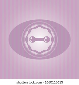 dumbbell icon inside retro style pink emblem