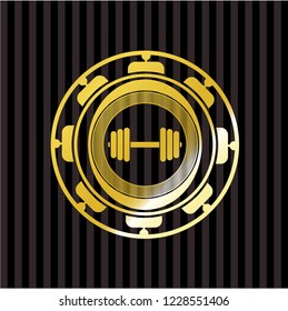 dumbbell icon inside shiny badge