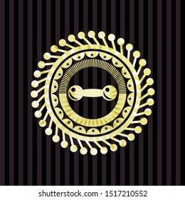 dumbbell icon inside shiny emblem