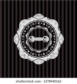 dumbbell icon inside silver shiny emblem