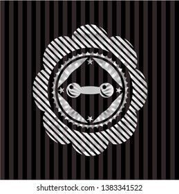 dumbbell icon inside silver shiny emblem