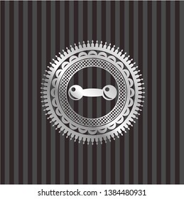 dumbbell icon inside silver shiny emblem