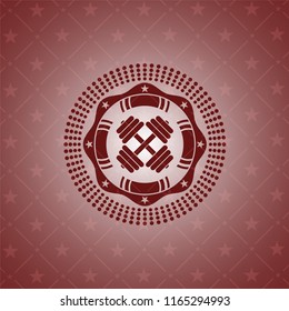 dumbbell icon inside vintage red emblem