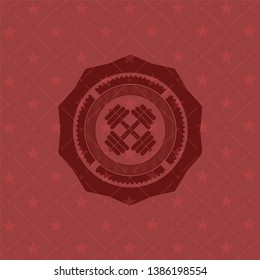 dumbbell icon inside vintage red emblem