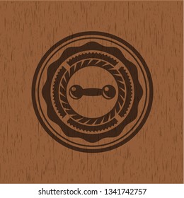 dumbbell icon inside wood emblem. Vintage.