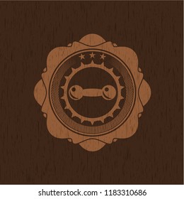 dumbbell icon inside wood signboards
