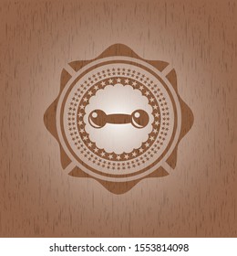 dumbbell icon inside wooden signboards