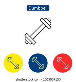 Dumbbell icon isolated on white background. Sport symbol for info graphics, websites and print media. Line style image. Editable stroke. vector simple bodybuilding sport symbol or logo element.