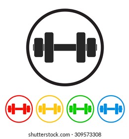Dumbbell icon isolated on white background in color variation