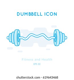 Dumbbell icon isolated on white. Sports equipment vector logo. Modern pictogram for web graphics