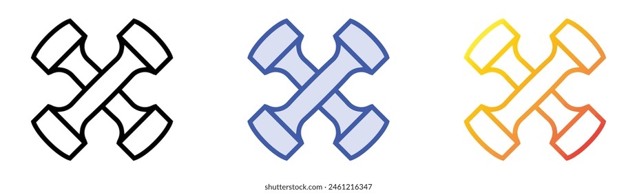 dumbbell icon. Linear, Blue Fill and Gradient Style Design Isolated On White Background