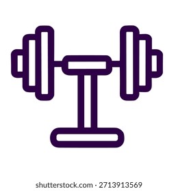 Hantel-Symbol. Eine lineare Vektorgrafik einer Hantel, einzeln auf weißem Hintergrund.