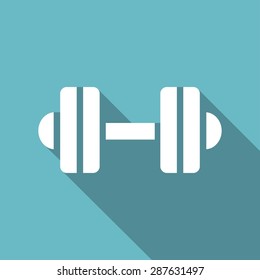 dumbbell icon with a long shadow