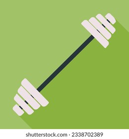 Dumbbell icon with long shadow, flat style