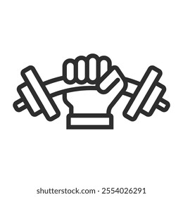 Dumbbell icon, Motivation symbol outline icon, editable vector illustration and transparent graphic element. Isolated on white background