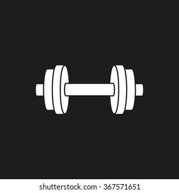Dumbbell  icon  on black background. Vector illustration.