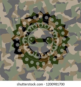 dumbbell icon on camo pattern